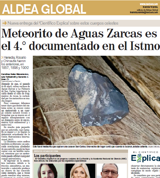 Proyecto ‘El científico explica’ Tema: Meteorito de Aguas Zarcas