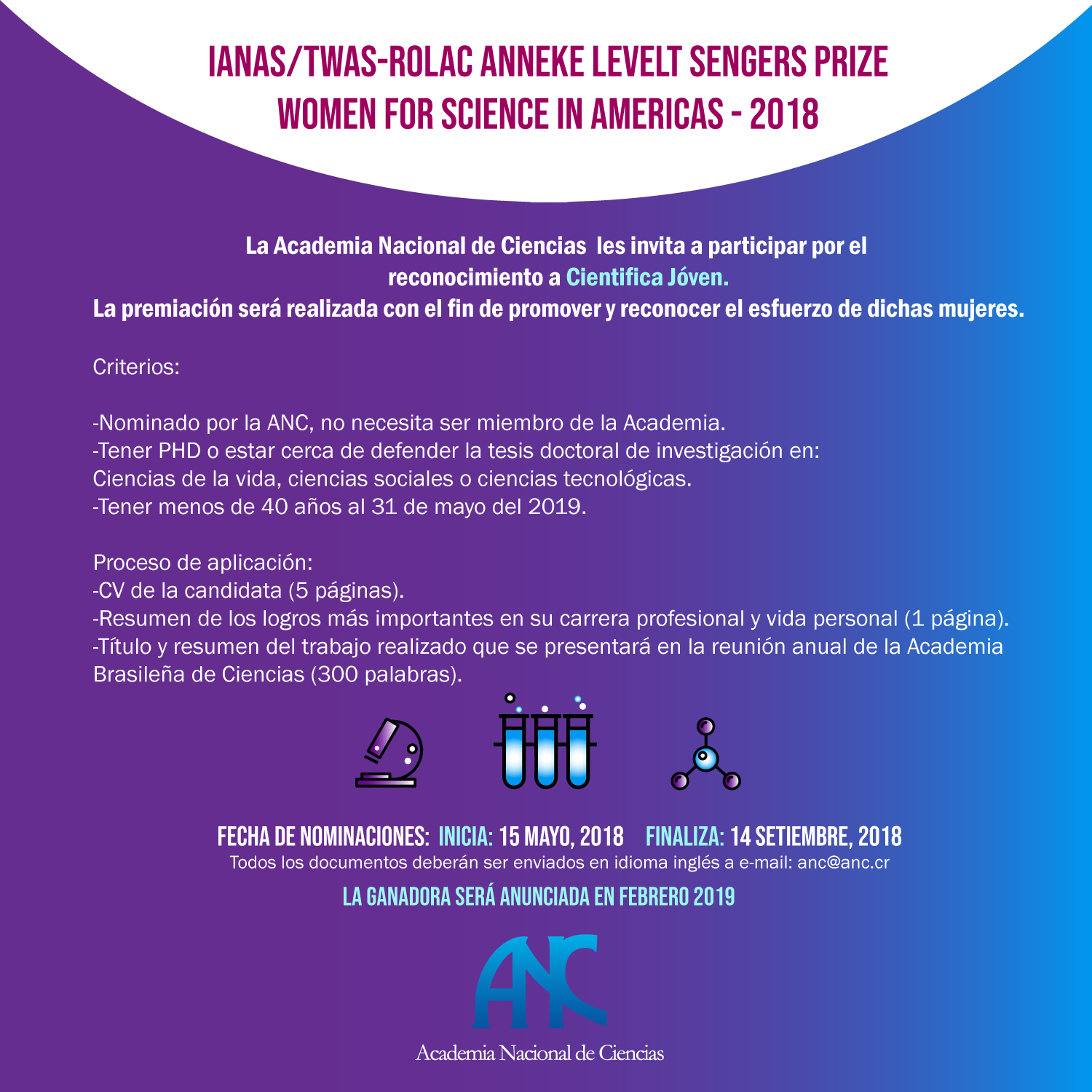 IANAS/TWAS-ROLAC ANNEKE LEVELT SENGERS PRIZE WOMEN FOR SCIENCE IN AMERICAS-2018